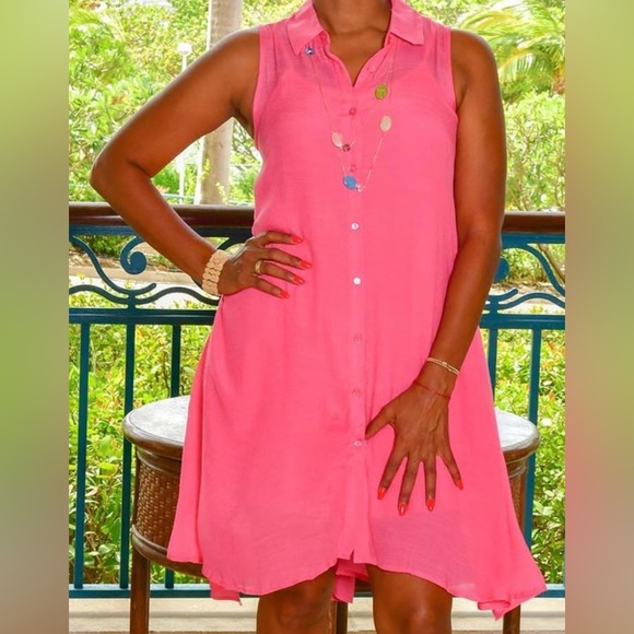 MLLE Gabrielle button up crinkle dress in lilac- 3X - Picture 2 of 6